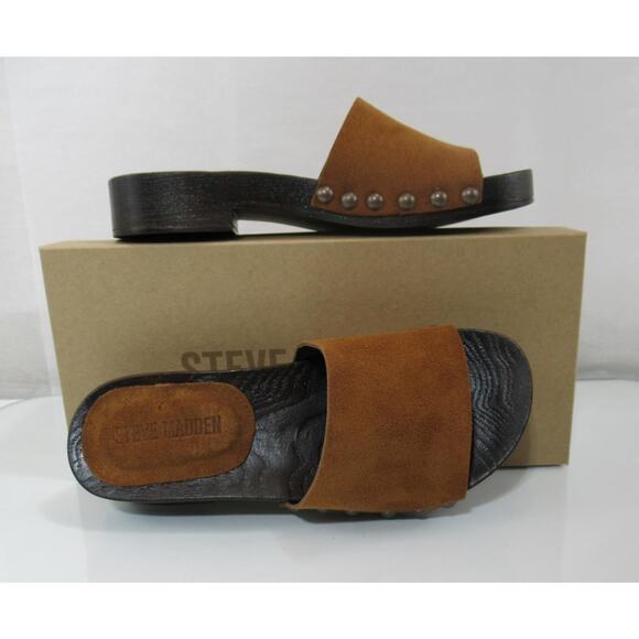 Steve Madden Cento Slide Sandals Chestnut Brown Suede Made in Italy - Picture 7 of 8